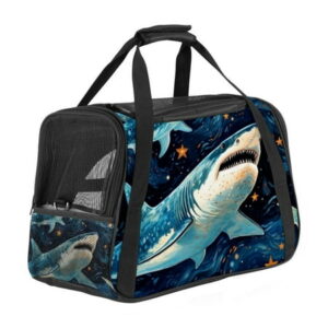 Starry Shark Pet Carrier Bag for s and Small Dogs – Fabric 900D Oxford Cloth Base Material Sherpa Nylon Webbing – Size 17x10x11.8 inches 43x26x30 cm – Travel