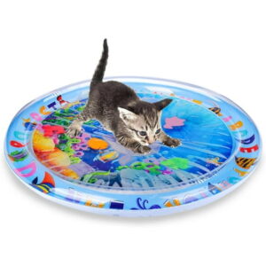 Cat Water Mat for Cats, Upgraded-Thicken Unbreakable Cat Splash Play Mat, Cat Water Play Mat for Indoor Cats, Interactive Cat Toys for Self Play