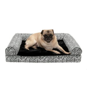 FurHaven Pet Products Southwest Kilim Sofa-Style Orthopedic Pet Bed for Dogs & Cats – Boulder Gray, Medium