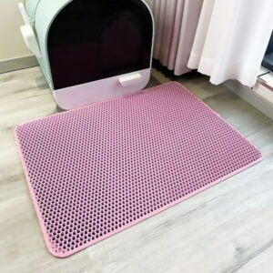 Cat Litter Mat, Kitty Litter Trapping Mat, Honeycomb Double Layer Mats, No Phthalate, Urine Waterproof, Easy Clean, Scatter Control, Catcher Litter Tray Box Rug Carpet(12″x12″, Pink)