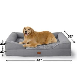 Gimars 41” Pet Couch Bed For Extra Large Dogs Orthopedic Thick Dog Beds With Bolster, Removable Cover