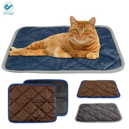 Deago Self Heating Cat Dog Pad / Self-Warming Cat Dog Bed / Thermal Cat Mat for Outdoor and Indoor Pets (Blue, 22.8″ x 34.7″)