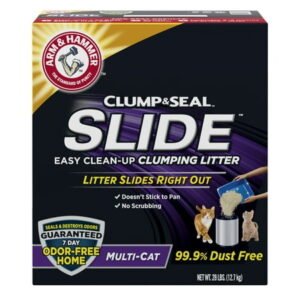 ARM & HAMMER Clump & Seal SLIDE Cat Litter, Easy Clean-up Multi-Cat Clumping Litter, 28 lbs