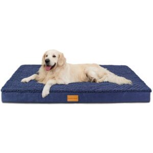 Exclusivo Mezcla Orthopedic Pet Bed for Large Dogs, 42″X28″ Navy Blue Dog Beds, Removable Washable Cover