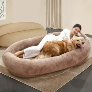 Docred Large Human Dog Bed for People Adults,Calming Human Size Giant Dog Bed Fits Pet,Bean Bag Dog Bed,72″x51″x12″,Brown