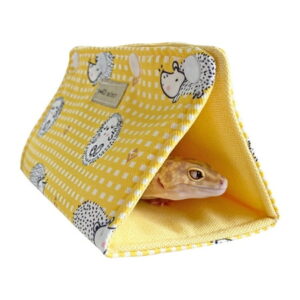 Small Reptile Gecko Hide Cave Portable Tunnel Hideaway for Leopard Gecko Hideout Dwarf Hamster Habitat Shelter Decor ( Yellow )