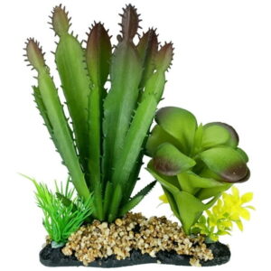 Komodo Cactus and Succulent, Artificial Green Aquarium Decor Plant