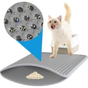 Cat Litter Mat Large – 30″x21″ Litter Trapping Mat, Easy to Clean Litter Box Mat, Waterproof, Soft on Paws, Gray