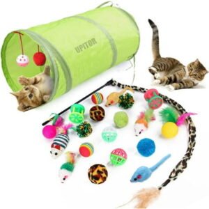 UPITOR 21 PCS Cat Toys Set Interactive for Indoor Cats Including Cat Tunnel, Cat Toy Balls, Crinkle Balls, Cat Wand, Cat Mouse Toys