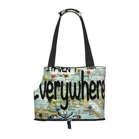 Tebeau I Haven’t Been Everywhere But Its On My List Print Dog Carriers for Dogs Portable Pet Carrier Breathable Cat Carrier Soft Dog Purse Ideal for Travel Outdoor Walking
