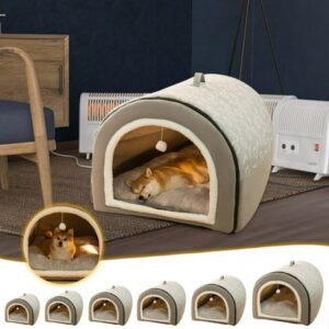 BCZHQQ Dog Bed,2 Ways to Use,Indoor Pet House with Fluffy Mat,Removable and Washable Cover,Splash-Proof House and Non-Slip Bottom