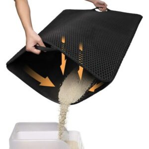 Cat Litter Mat Cat Litter Trapping Mat, Honeycomb Double Layer Design, Urine and Water Proof Material, Scatter Control, Less Waste，Easier to Clean,Washable