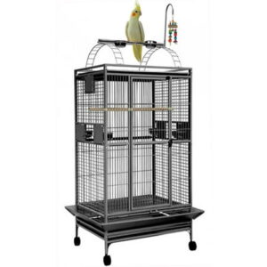 28″ x 22″ x 75″H X-LARGE Elegant Wrought Iron Play Top Double Metal Walk Ladders Bird Parrot Rolling Cage for African Grey Quaker Amazon Parrot Cockatiel Sun Green Cheek Conure Cockatoo