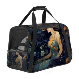 Mermaid Carrier with Fabric 900D Oxford Cloth Material, Sherpa Base, and Nylon Webbing – Large 17x10x11.8 Inch Pet Bag