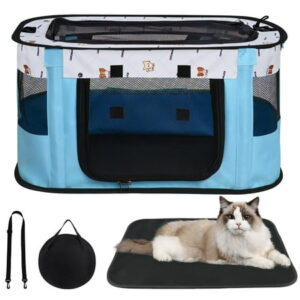 CATCHLUCK Cat Carrier Soft Pet Carrier for Small or Medium Cats Portable Dog Carrier Cat Travel Bag with Mat and Carry Bag, Blue C42