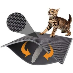 XIAOZZ Cat Litter Mat Double Layer Waterproof Urine Proof Trapping Mat 1 Pack (Gray, 24×15 Inch (Pack of 1))