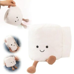 Jelly Cat Funny Toilet Paper Shaped Pillow Plush Toy– Cute Pillows for Couch, Fun Decorative Pillows for Bed, Sofa, Bedroom, Quirky Gifts, Unique and Funny Design for Home Decor