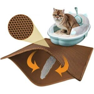Cat Litter Mat Double Layer Waterproof Urine Proof Trapping Mat 1 Pack (Black, 24×15 Inch (Pack of 1))