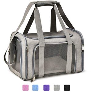 Henkelion Cat, Dog Carrier for Small Medium Cats Puppies up to 15 Lbs, TSA Airline Approved Carrier Soft Sided, Collapsible Travel Puppy Carrier – Grey