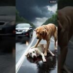 Heartwarming: Loyal Dog Protects Injured Friend 💔 #shorts