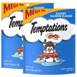 Temptations Savory Salmon Flavor Crunchy and Soft Cat Treats Food Great Snack for Adult Cats, 6.3 oz – Pack of 2