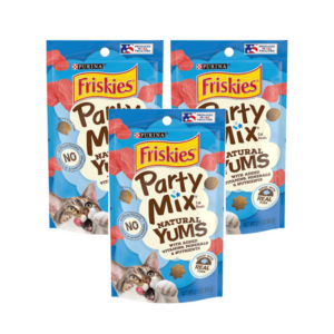 Purina Friskies Party Mix Cat Treats, Natural Yums with Added Vitamins, Minerals & Nutrients, Made with Real Tuna, 2.1-Ounce Resealable Pouch (Pack of 6)