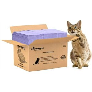 PETSWORLD Cat Pee Pad Litter Box Refills for the Tidy Cat Breeze Litter System, Absorbs Odors, Unscented, 50 Pack
