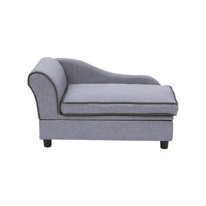 Teamson Pets Ivan Chaise Lounge Dog Bed with Storage for Pets up to 66 lbs, Gray
