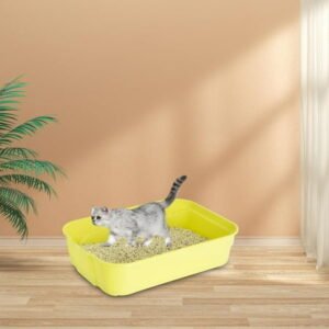 Open Cats Litter Pan High Side Sifting Kitten Potty Tray Prevent Sand Leakage Easy to Clean Great for Kittens Small Cats Green