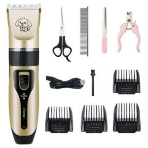 Qdahuk Pet Dog Grooming Clippers, Rechargeable Low Noise Pet Clippers, Dog Hair Grooming Kit Dog Shaver With 8 Comb, Quiet Electric Shears For All 8ml black
