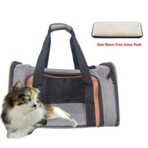 MOYEAH Cat Carrier, Large Cat Carrier Foldable Soft-Sided Cat Carriers Under 25Lbs,Soft-Sided Airline Approved Cat Carrier Case Vented Waterproof Puppy Dog Carrier with 4 Ventilated Windows Gray