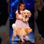 Adorable Girl & 🐶 Cute Golden Puppies Light Up 🌟 America’s Got Talent #AGT #Dogs #Animals #Shorts