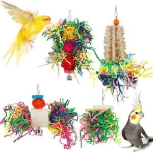 ZeenArt Bird Parakeet Toys, Bird Loofah Toys Foraging Hanging Toy for Cockatiel Conure African Finches