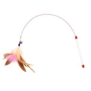 Fun Cat Feather Dangler Bell Wand Teaser Rod Play Pet Game Toys Animal Toys