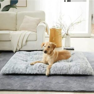 Reyox Large Dog Bed, 48 x 28 inch Plush Dog Cage Bed Fluffy, Washable Dog Mat with Non-Slip Bottom for Large and Medium Dogs