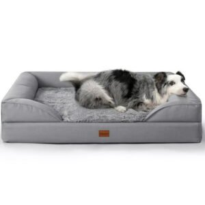 Gimars 9.5cm Thick Dog Bed for Large Dogs,High-Support Orthopedic Egg Crate Foam Dog Sofa Bed,Durable and Firm Pet Couch Bed with Removable Washable Cover Non Skid Bottom,41×32×7″