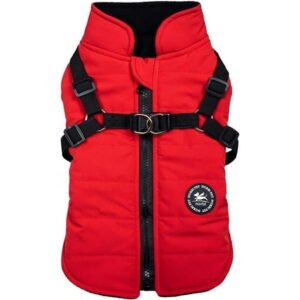 Ejiaya Warm Dog Winter Coat, Waterproof Windproof Dog Cold Weather Jacket, Adjustable Pet Vest with Harness, Thick Fleece Lining Cozy Dog Apparel for Small Medium Dogs & Cats