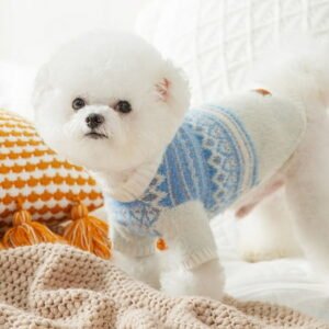 Dog Sweater, Thermal Dog Sweatshirt, Dog Winter Clothes for Small Dogs, Doggy Pullover Jumper, Pet Outfit, Blue S
