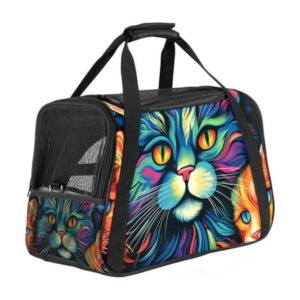 Cat Sherpa-Lined Pet Carrier Bag with Fabric 900D Oxford Cloth Base and Nylon Webbing- Travel Friendly and Comfortable Transport