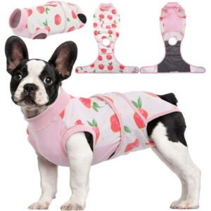 Kuoser Dog Surgical Recovery Suit Dog Cat Onesie after Surgery,Pink,XS
