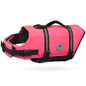 VIVAGLORY Dog Life Jacket Vest for Swimming, Ripstop, Bright Pink, Large