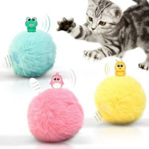 Chirping Cat Toys Balls with SilverVine Catnip, 2022 Upgraded, 3 Pack Fluffy Interactive Cat Kicker, 3 Lifelike Animal Sounds, Kitty Kitten Catnip Exercise Toys