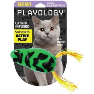 Playology Dangly Leg Frog Toy for Cats | All-Natural Scent and Silicone Strings for Engaging Play | Catnip Infused for Endless Fun!