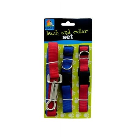 DualColored Nylon Leash Collars Set