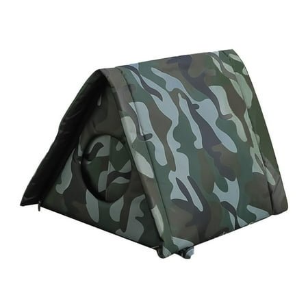 COFEST Outdoor Cats House Outdoor Waterproof Pet Kennel Cold-proof Tent Cats Kennel Dog Kennel Oxford Cloth Pet Bed Removable And Washable Stray Cats House Cats Kennel,Camouflage,S