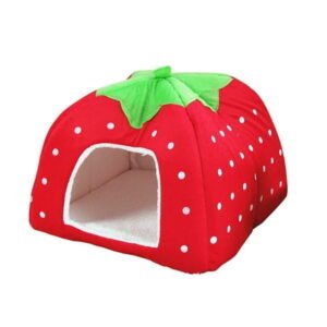 Cotton Sponge Puppy Cat Dog House Dome Tent Classic Cloth-Wrapper Shape Tent(Red)
