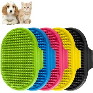 WISTA 5PCS Dog Bath Brush, Wet and Dry Pet Massage Grooming Shower Silicone Brush, Soothing Shampoo Bath Brush with Adjustable Ring Handle for Long Short Haired Dogs Cats
