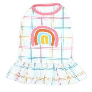 Vibrant Life Dress, Rainbow Window Pane, White, M