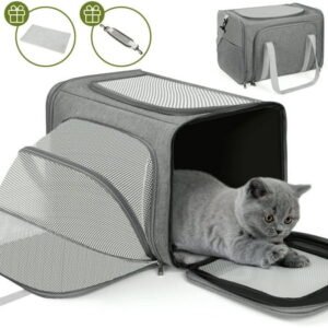 Monasem Expandable Pet Carrier, Airline Approved Collapsible Soft-Sided Carrier for Cats, Puppies, and Small Dogs (19″x 13″x 13″)