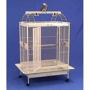 XX-Large 40″L x 30″W x 71″ H Deluxe Extra Strong Wrought Iron Castle Play Top Parrot Bird Rolling Cage With Extra Strong 6mm Wire